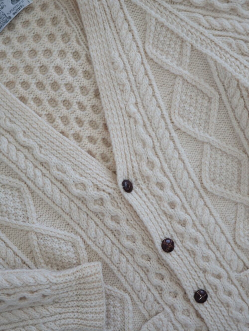 Vintage Glendalough Woolen Mills Knit Fisherman Cardigan Sweater | L - Picture 4 of 6